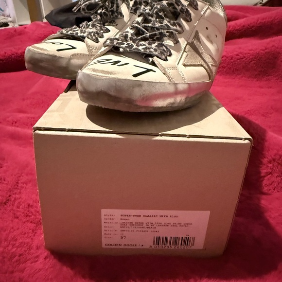 Golden Goose White Sneakers with Leopard Laces and Silver Star - Picture 2 of 5